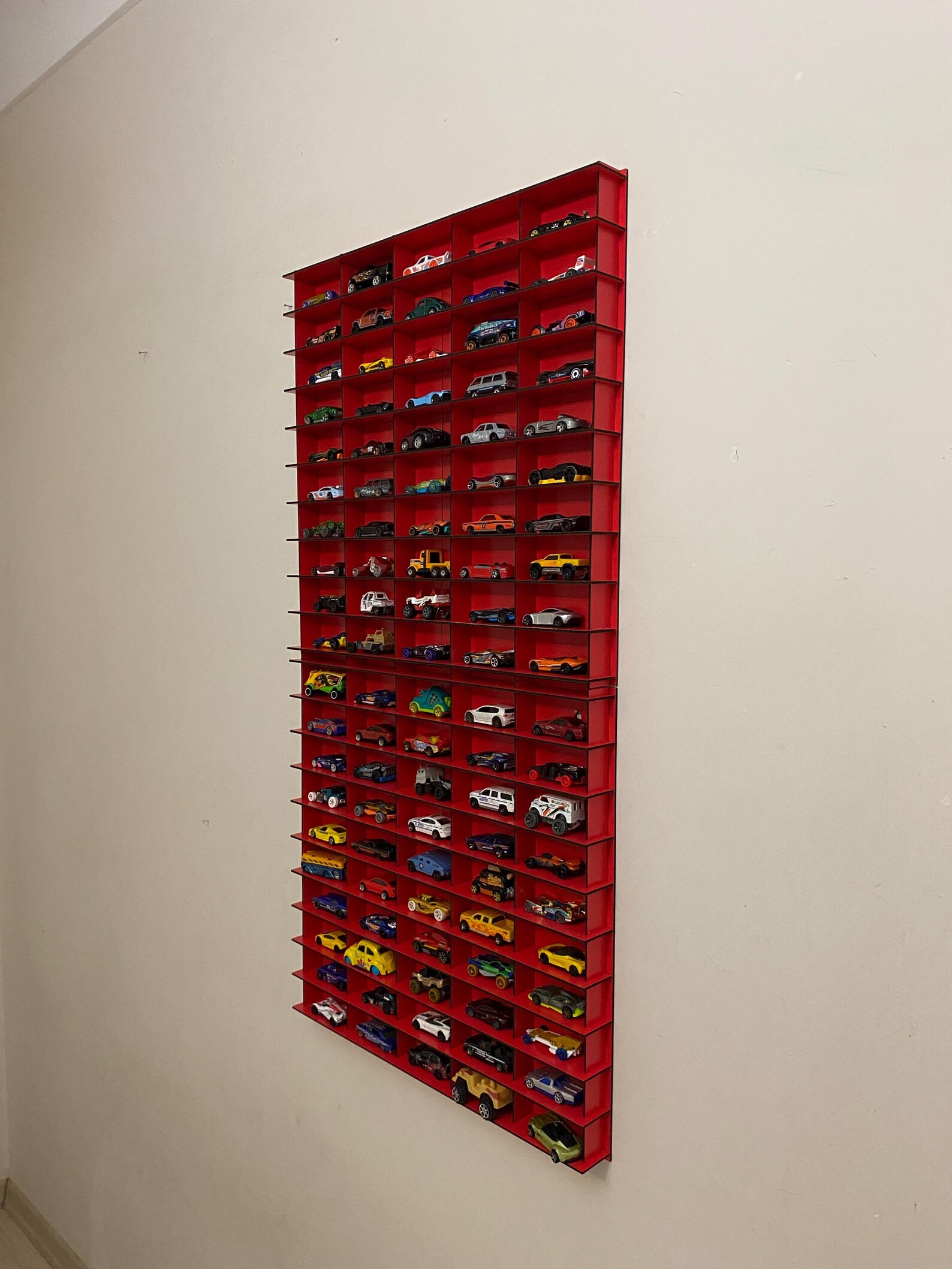 Red Toy Car Storage for 100 Cars, Wall Mounted Car Rack/shelf, Matchbox ...