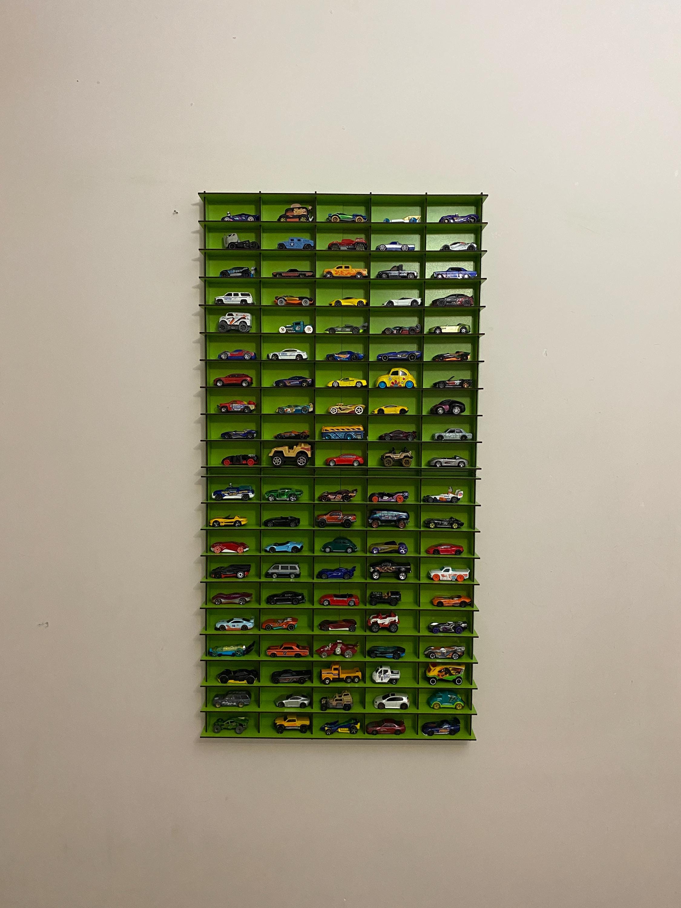 Green Toy Car Storage for 100 Cars, Wall Mounted Car Rack/shelf ...