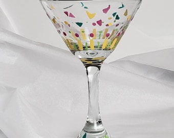 Handgeschilderd confetti-martiniglas | Kleurrijk cocktailglas | Uniek bargereicadeau | Feestglaswerk | Funky drinkgerei