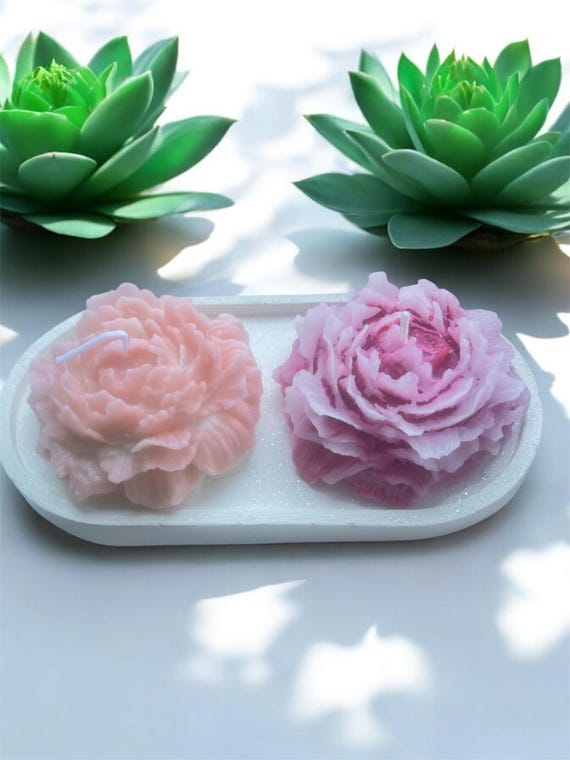 2 x Soy Wax Flower Candle , Scented, Gift, Concrete, Aesthetic, Natural, Shaped, Festive, Decorative, Home Decor, Housewarming in the UK