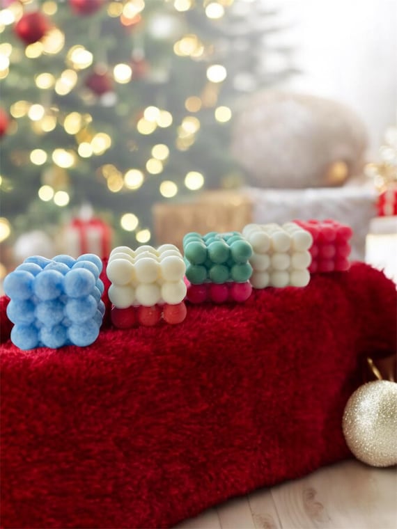 2 Bubble Hand Poured Soy Candles & Wax Melts, Natural, Scented, Decorative and Festive Candle, Home Decor,Gifts, Shaped Candle Creations, UK