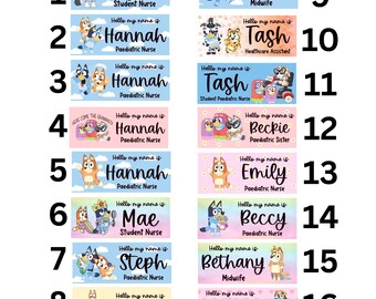 Nurse Name Badge, Midwife Name Badge, Student Nurse Badge, Student Midwife Badge, Healthcare Name Badge, Blue Dog Characeter, Doctor Name
