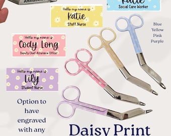 Nurse medical personalised scissors, scissors for midwife, doctor, paramedic, student nurse, student midwife, nurse daisy scissors set