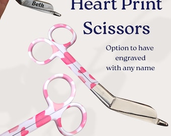 Nurse medical personalised scissors, scissors for midwife, doctor, paramedic, student nurse, student midwife, nurse heart print scissors