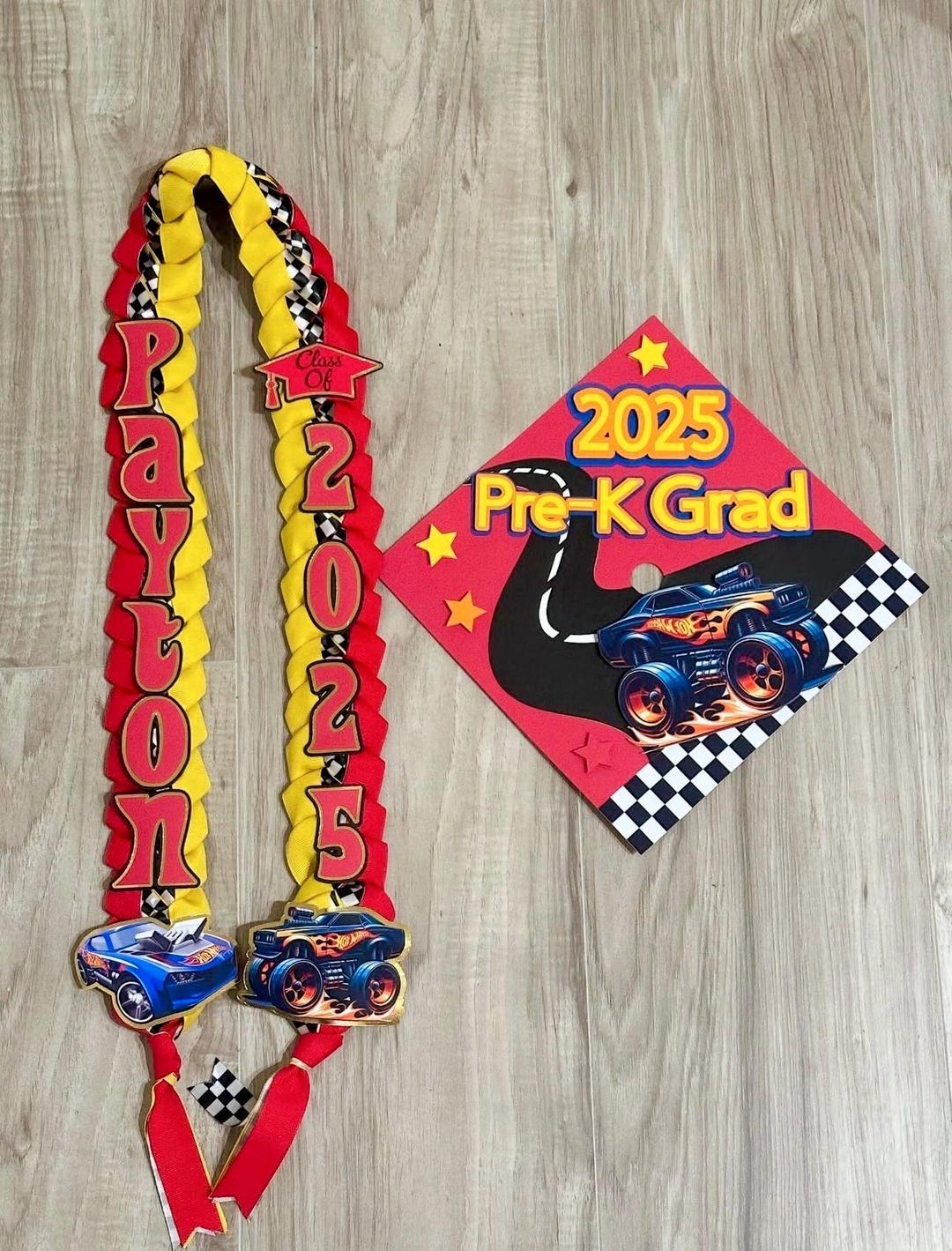 Race Car Graduation Cap Topper and Lei Set, Pre-k Kindergarten Grad - Etsy