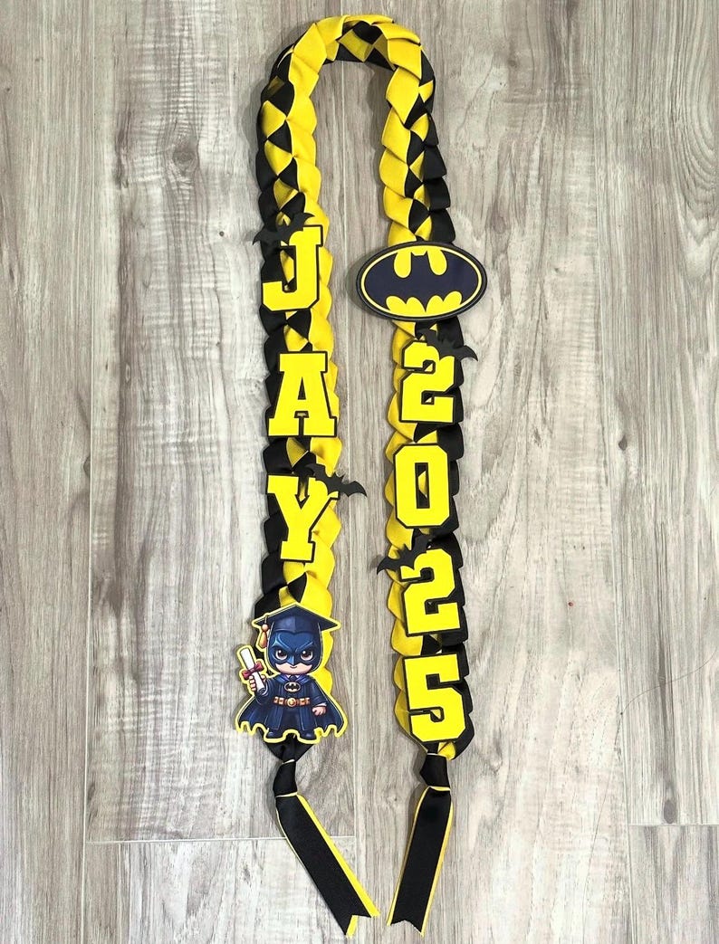 Bat Graduation Lei | Black Yellow Superhero Grad Gift - Etsy