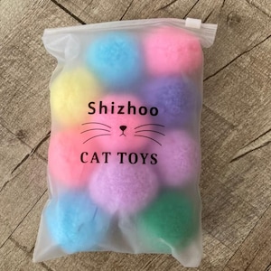 Shizhoo 2.0 Inch 10 Balls Premium Soft Pom Pom Balls for Kittens - Lightweight, Interactive - Plush Toy Balls for Kitten Training and Play