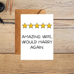 Carte de femme amusante : cadeau d'anniversaire 5 étoiles ou de Saint-Valentin !