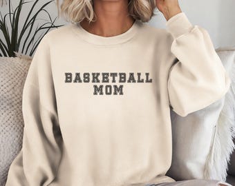 Basketball Mom Sweatshirt, Trendy High School Or College Basketball Mama Sweater Gift For Mother&#39;s Day, Casual Sports Lover Sweater