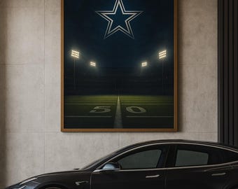 Láminas artísticas del estadio de los Dallas Cowboys: decoración de fútbol americano para el hogar (paquete de 4)