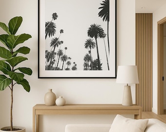 Black and White Palm Tree Print | Minimalist Coastal Art (Digital Download)