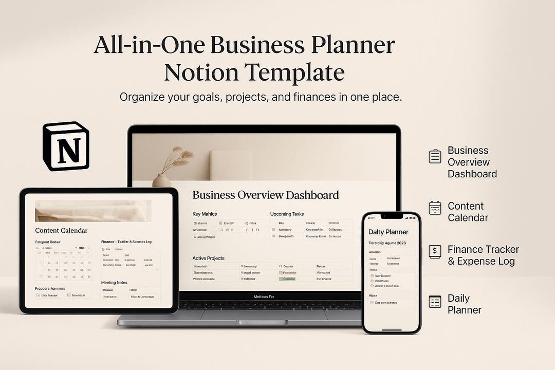 Ultimate Business Planner Notion Template | Small Business Dashboard ...