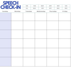 Speech Sound Generalization / Self Monitoring Calendar