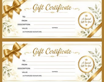 Printable Gift Certificate, Gift Voucher, Editable Gift Certificate Template, Printable Gift Voucher, Editable Gift Card, DIY Gift Voucher