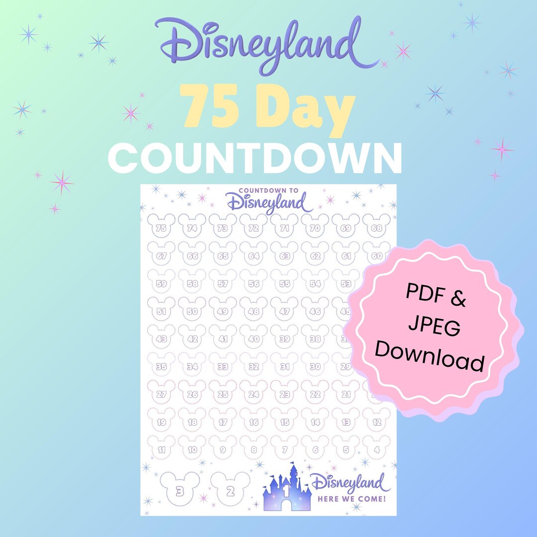 75 Day Countdown to Disney – Fun Family Vacation Printable - Etsy