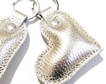 Light Gold Charm Leather Heart Key chain Bag Charm Back to school Gift