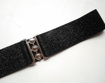 Sparkly Black Wide Stretch Belt: Women's Waist Cincher