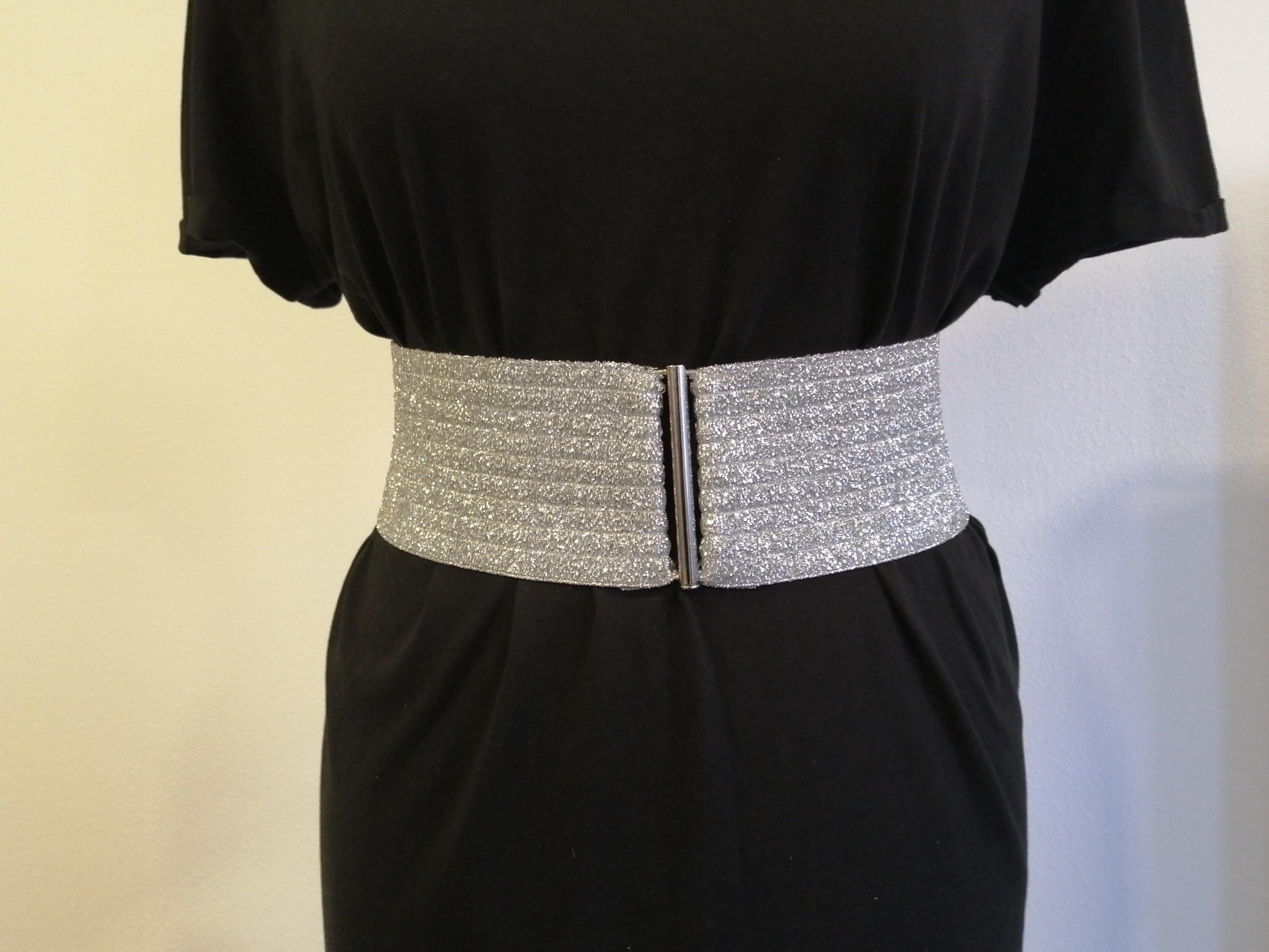 silver elastic belts for dresses Silver Glitter Elastic Belt - Custom No Shed Sparkle Waist Belt for Bridal, Bridesmaids, Flower Girls, Prom & Party Dresses
