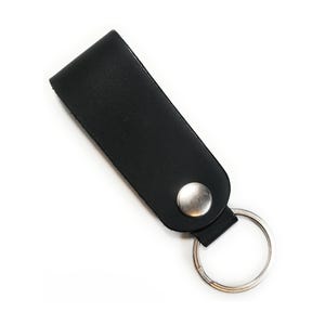 Black Leather Key chain for Belt Car accessories Key holder Loop Men or Women