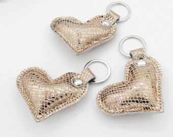 Shinny Leather Bag Charm Heart Key Chain Back to school
