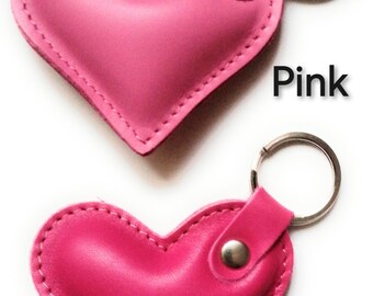 Pink Leather Heart Charm Key chain Bag Back to school Key ring
