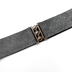 2&#39;&#39; Stretch belt Women&#39;s Belt Wide Sparkly Silver 5 cm Basic Elastic belt Waist cinched belt Statement accessory