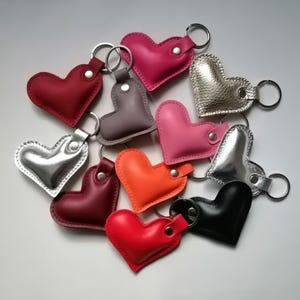 Leather Bag Charm Heart Key chain Many colors
