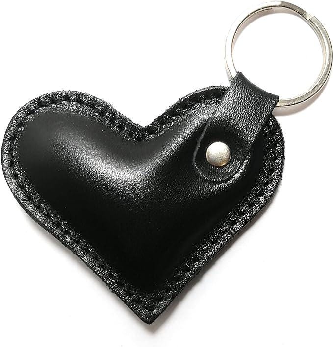 Black Leather Heart Key Chain Bag Charm Valentine's Day Gift