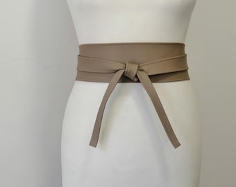 Olive Brown Leather Belt Wrap Obi Belt for Women many colors