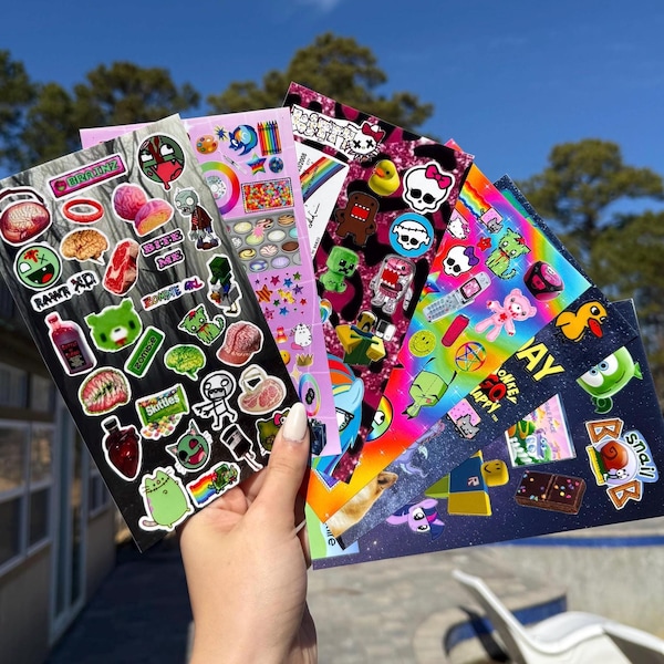 2000s Scenecore Themed Sticker Bundle Pack 100+ Stickers, Emo, Nostalgic