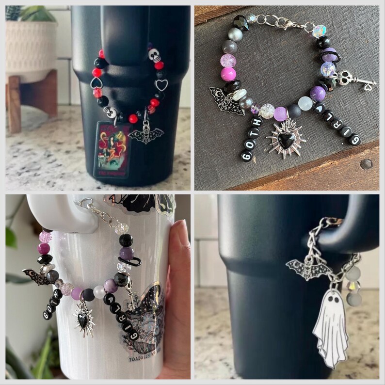 Gothic / Spooky charm gothic | witchy | horror | Halloween great for Stanley cup | smut slut | witch bitch| keychain | purse / bag /phone image 7