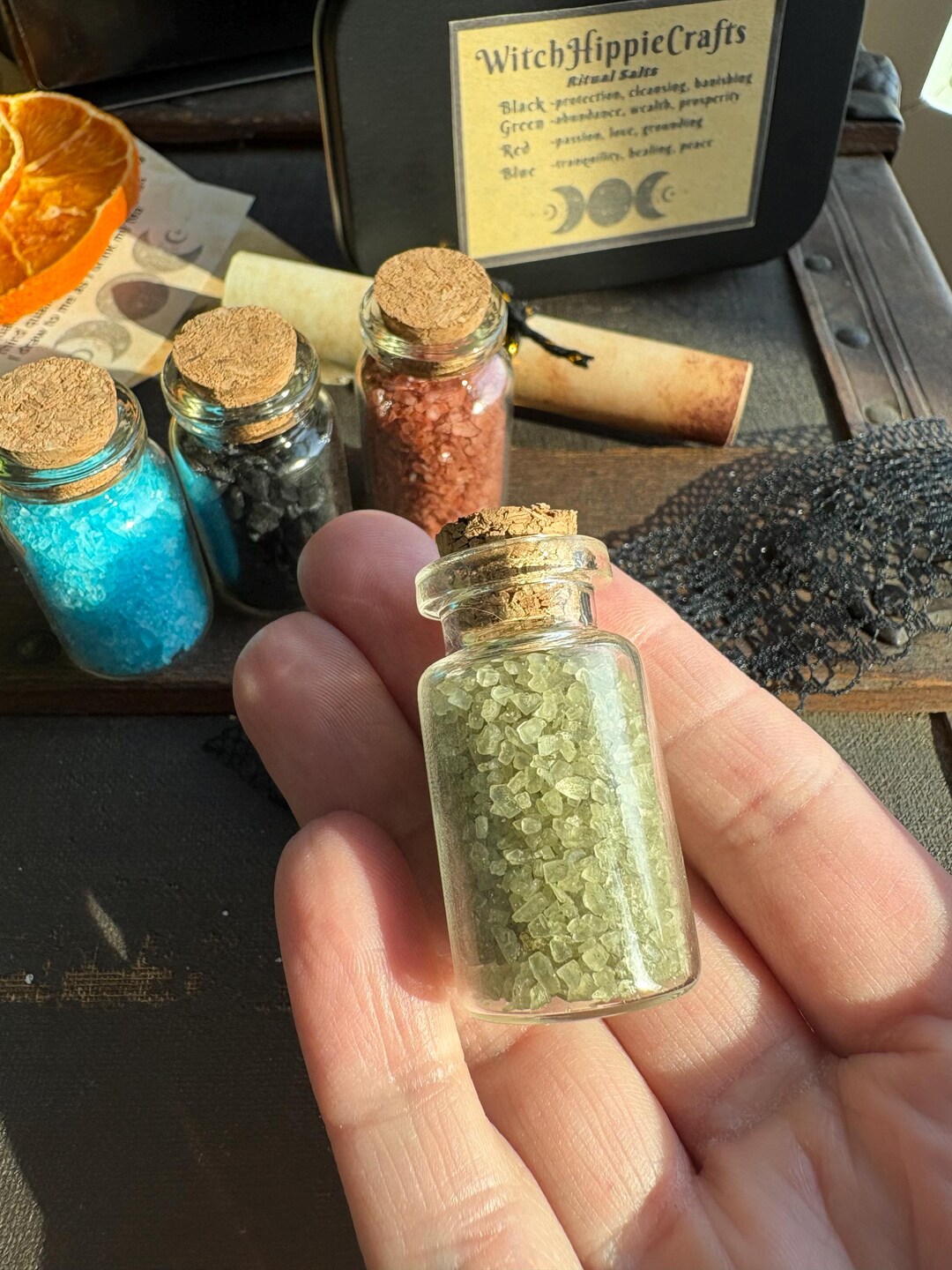 Witches Altar Salt Set of 5 Mini Bottles | Occult DIY Spell Salts Black ...