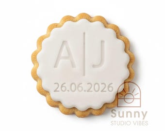 Custom Wedding Initials with the Date Stamp for Cookie Biscuit Fondant Decoration