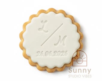 Custom Wedding Initials with the Date Stamp for Cookie Biscuit Fondant Decoration