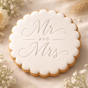 Estamos de vacaciones - Sello de boda para el Sr. y la Sra., sello para fondant de galletas.