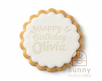 Personalised Happy Birthday Cookie Stamp and Cutter: Custom Name