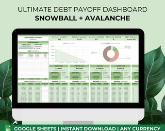 Schuldafbetalingstracker: sneeuwbal- en lawinecalculator (digitale download van Google Spreadsheets)
