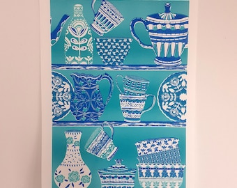 Shelves A4 Risograph print