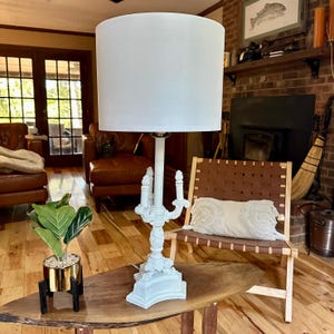 Vintage Table Lamp, Shabby Chic Upcycled Lamp, Painted Candlestick Lamp, Farmhouse Cottage Decor, Victorian Style, LAMP ONLY no shade
