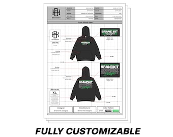 Urban Hoodie Streetwear Apparel Mockup Sheet Tech Pack Design Template