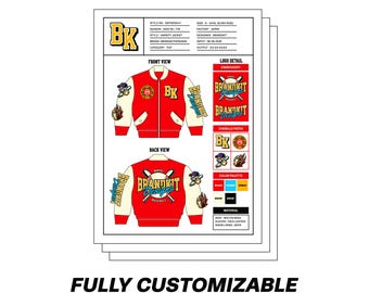 Varsity Jacket Mockup Sheet Tech Pack Design Template