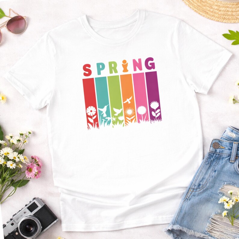 Colorful Spring Graphic Tee: Outdoorsy Nature Lover Shirt image 4