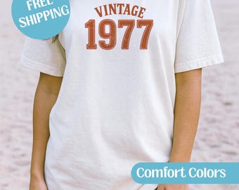 Custom Birth Year Comfort Colors Shirt: Retro 70s Birthday Tee