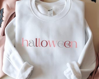 Halloween-sweater roze gezellige herfsttrui minimale afbeelding