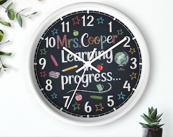 Personalized Teacher Clock: Custom Classroom Decor, Teacher Appreciation Gift