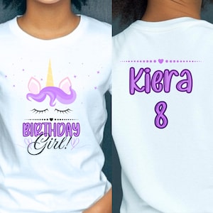 Personalized Purple Unicorn Birthday Girl Shirt | Girls Birthday Shirt |  Kids Birthday Shirt | Colorful Birthday Girl Shirt | Custom Tee