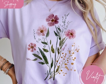 Aquarell Wildblumen Shirt: Comfort Colors Floral Tee