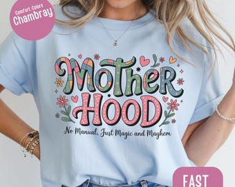 Retro Floral Motherhood Shirt: Comfort Colors Mom Life Tee