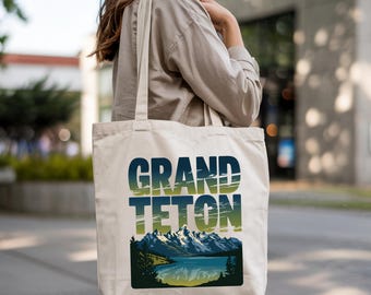 Grand Teton Canvas Tote Bag: National Park Hiking Adventure