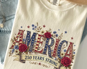 USA 250th Anniversary Shirt Patriotic Floral Fourth Of July Tee